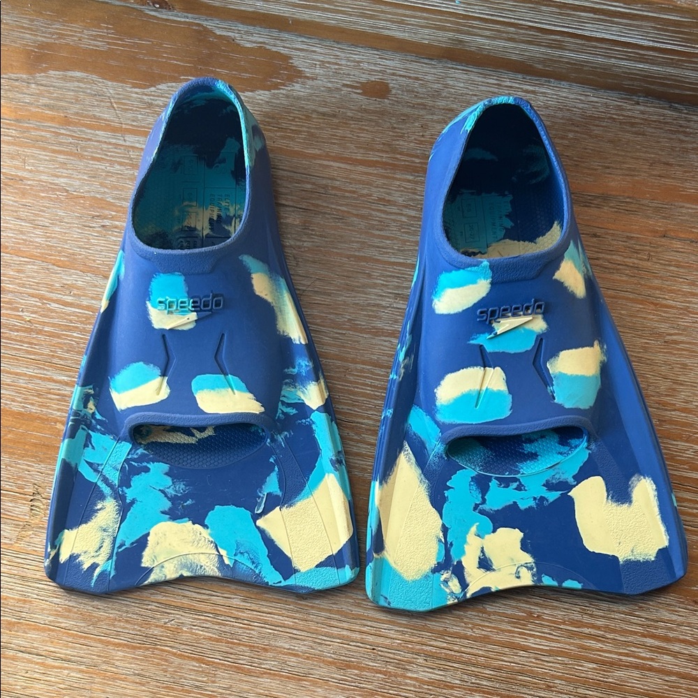 Speedo Blue Swim Training Fins Youth Size 9-10